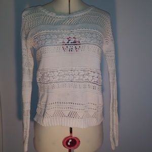 Almost Famous White Crochet Sweater